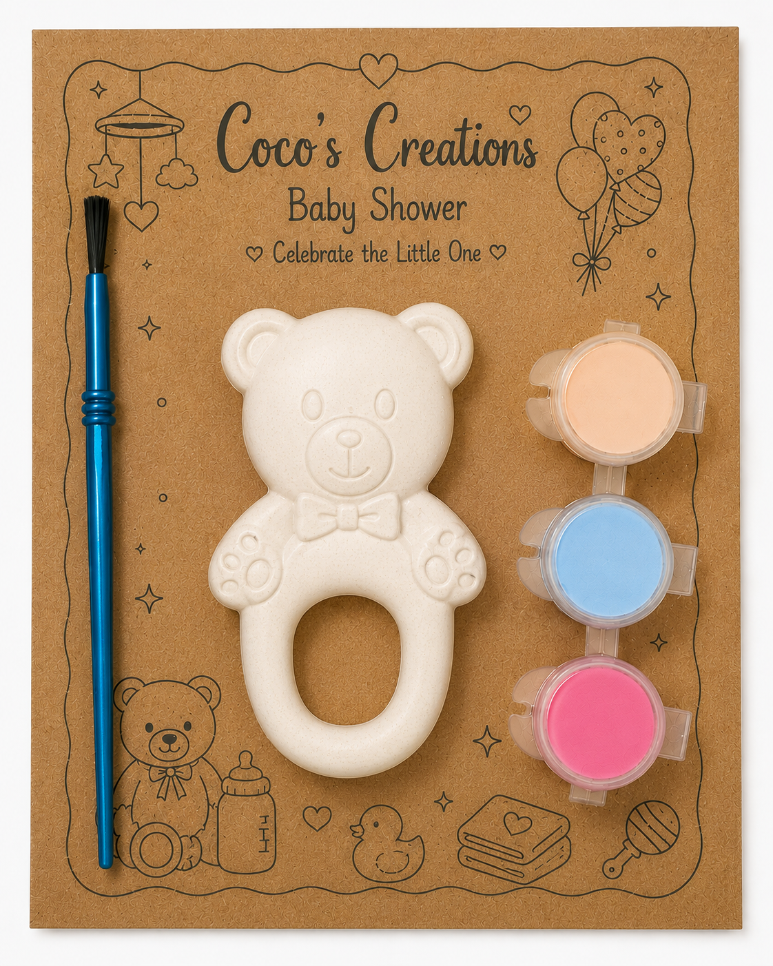 Baby Shower Rattle Paint Kit