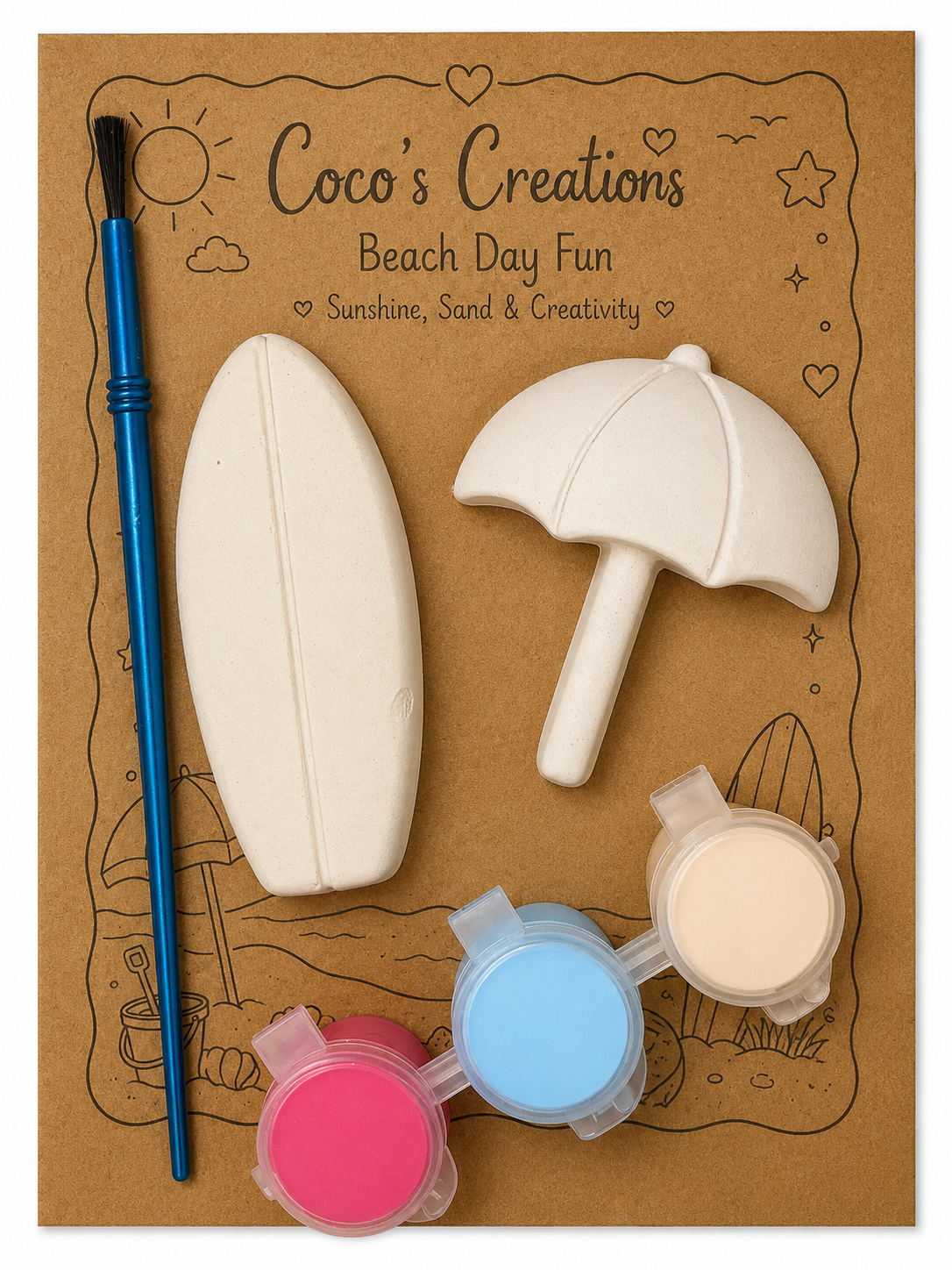 Beach Day Fun Surfboard & Umbrella Paint Kit